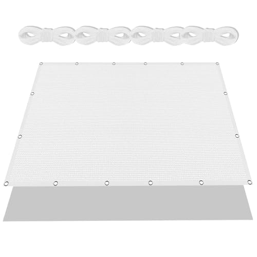 Sonnensegel Atmungsaktiv 560 x 650 cm Rechteckig Atmungsaktiv 98% UV Schutz Outdoor Schattiernetz mit Ösen mit Ösen Und Befestigungsseile für Balkon Garten, Weiß von FENYIGE
