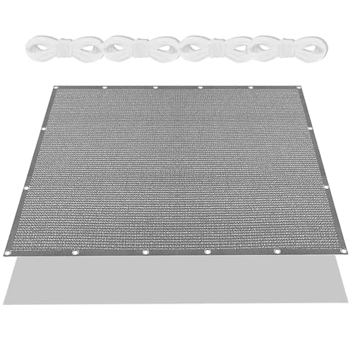 Sonnensegel Atmungsaktiv 560 x 660 cm Rechteckig Atmungsaktiv 98% UV Schutz Outdoor Schattiernetz mit Ösen mit Ösen Und Befestigungsseile für Balkon Garten, Hellgrau von FENYIGE