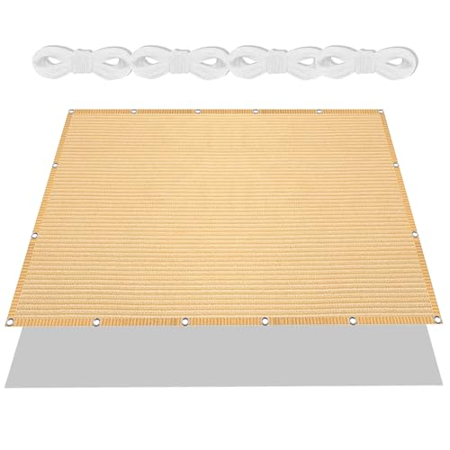 Sonnensegel Atmungsaktiv 560 x 670 cm Rechteckig Atmungsaktiv 98% UV Schutz Outdoor Schattiernetz mit Ösen mit Ösen Und Befestigungsseile für Balkon Garten, Creme Farben von FENYIGE