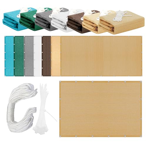 Sonnensegel Atmungsaktiv Rechteckig 380 x 402 cm Rechteckig Atmungsaktiv 98% UV Schutz Schattenspender Leinwand inkl Befestigungsseile für Patio Balkon Terrasse Camping, Sandgelb Sonnensegel Atmungsaktiv Rechteckig 380 x 402 cm Rechteckig Atmungsaktiv 98% UV Schutz Schattenspender Leinwand inkl Befestigungsseile für Patio Balkon Terrasse Camping, Sandgelb von FENYIGE