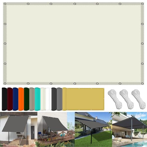 Sonnensegel Baldachin 150 x 350 cm Wetterschutz Wasserabweisend Sonnensegel Rechteckig Uv-Schutz-Polyestergewebe mit Seil Beschattungsnetz für Pool Schwimmbad Und Gewächshaus, Elfenbein Sonnensegel Baldachin 150 x 350 cm Wetterschutz Wasserabweisend Sonnensegel Rechteckig Uv-Schutz-Polyestergewebe mit Seil Beschattungsnetz für Pool Schwimmbad Und Gewächshaus, Elfenbein von FENYIGE