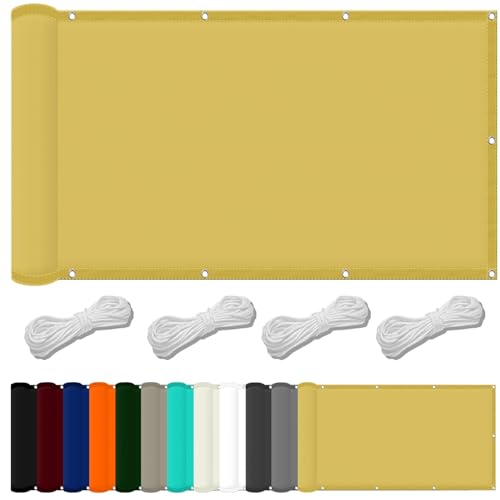 Sonnensegel Balkon 0.7 x 1.4 m Wasserdicht Rechteckig Sonnensegel Balkon Uv-Schutz-Polyestergewebe mit Seil Ideal für Schwimmbäder Partys Und Outdoor-Aktivitäten, Creme Farben von FENYIGE