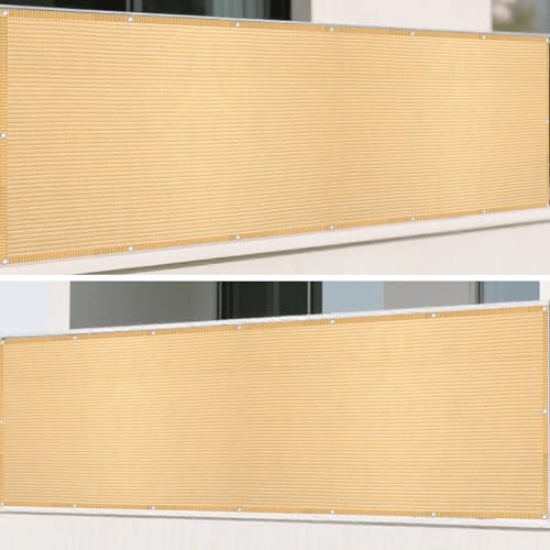 Sonnensegel Rechteckig 393 x 420 cm Rechteckig Atmungsaktiv 98% UV Schutz Garten Schattierungsnetz Quadrat inkl Befestigungsseile für Außenbereich Garten, Creme Farben von FENYIGE