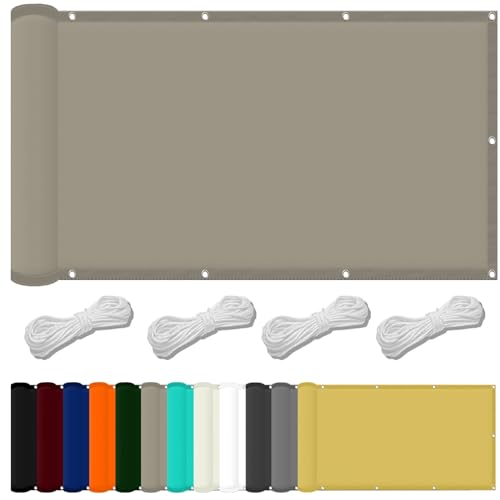 Sonnensegel Wasserabweisend 0.6 x 2.2 m Wasserdicht Quadratisch Sonnenschirm Balkon Uv-Schutz-Polyestergewebe mit Seil Beschattungsnetz für Pool Schwimmbad Und Gewächshaus, Khaki von FENYIGE
