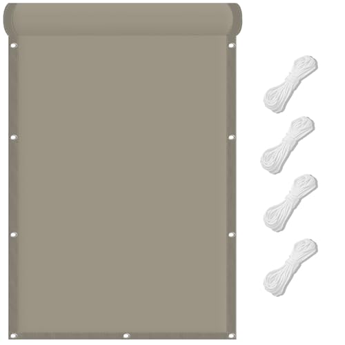 Sonnensegel Wasserabweisend 135 x 180 cm PES Windschutz Balkon Sichtschutz Uv-Schutz-Polyestergewebe mit Seil Ideal für Schwimmbäder Partys Und Outdoor-Aktivitäten, Taupe von FENYIGE