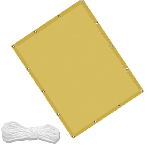 Sonnensegel Wasserabweisend 570 x 610 cm Windschutz Rechteck Sonnenschirm Balkon Uv-Schutz-Polyestergewebe mit Seil Sonnenschutz Markise für Balkon Terrasse Und Garten, Sandgelb von FENYIGE