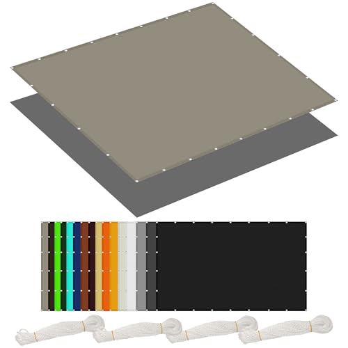 Sonnensegel Wasserdicht 0.8 x 2.2 m Rechteckig Wasserdicht 98% UV Schutz Sonnentuch Schattensegel mit Ösen Segeltuch 4 × 1.5 M Seile für Garten Terrasse Balkon Schwimmbad, Khaki von FENYIGE