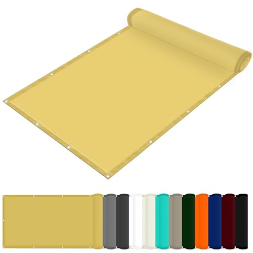 Sonnensegel Wasserdicht 400 x 400 cm Wasserdicht Quadratisch Sonnenschirm Balkon Uv-Schutz-Polyestergewebe mit Seil Sonnenschutz Markise für Balkon Terrasse Und Garten, Creme Farben von FENYIGE