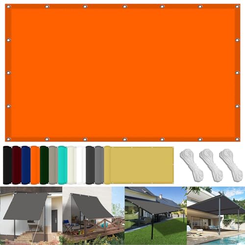 Sonnensegel Wasserdicht 70 x 300 cm Windschutz Rechteck Sonnensegel Balkon Uv-Schutz-Polyestergewebe mit Seil Beschattungsnetz für Pool Schwimmbad Und Gewächshaus, Orange von FENYIGE