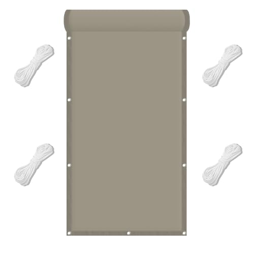 Sonnensegel mit Öse 118 x 680 cm Wasserdicht Rechteckig Sonnenschutz Strand Uv-Schutz-Polyestergewebe mit Seil Beschattungsnetz für Pool Schwimmbad Und Gewächshaus, Taupe von FENYIGE