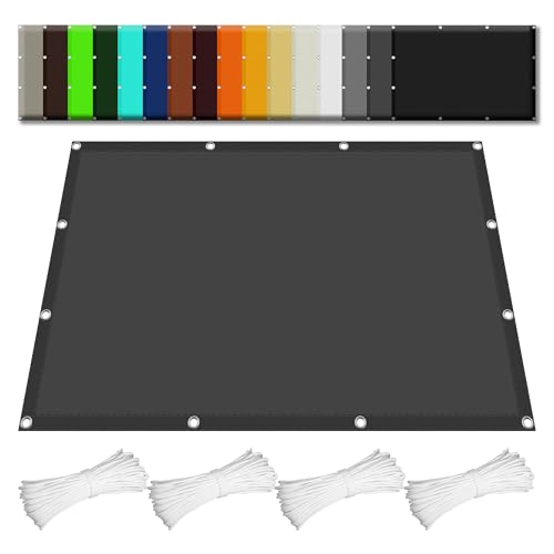 Sonnensegel mit Ösen 2.2 x 3.2 m Rechteckig Wasserdicht Sonnenschutz Windschutz Regenschutz Überdachung Ohne Bohren mit Ösen Segeltuch für Balkon Camping Terrasse Pergola, Dunkelgrau von FENYIGE