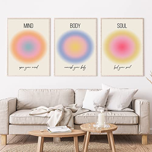 FEOFTIE Mind Body Soul Wandkunst Aura Poster Y2k Poster Trendy Wall Decor Aura Wall Art Affirmation Poster Engel Number Wandkunst Schlafzimmer Ästhetische spirituelle Poster Y2k 40x61 cmx3 ungerahmt von FEOFTIE