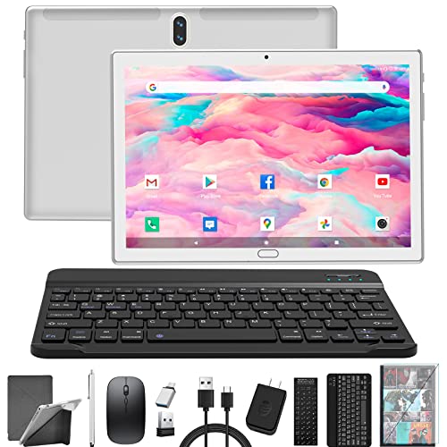 2025 Neueste Tablet 10 Zoll, 4G LTE Tablets Mit 2 SIM 1 SD, 3-in-1 Android Tablet Mit Tastatur Maus Stift-64GB ROM 512GB TF |Octa-Core |1080P FHD |13MP |6000mAh |Bluetooth |WLAN GPS Typ C-Silber 2025 Neueste Tablet 10 Zoll, 4G LTE Tablets Mit 2 SIM 1 SD, 3-in-1 Android Tablet Mit Tastatur Maus Stift-64GB ROM 512GB TF |Octa-Core |1080P FHD |13MP |6000mAh |Bluetooth |WLAN GPS Typ C-Silber von FEONAL