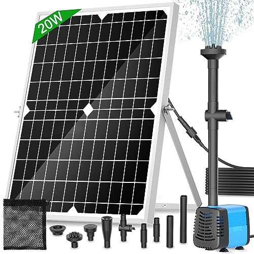 20W Solar Teichpumpe 1300L/H | 4 Variable Fontänenmodelle | Für Gartenteich, Springbrunnen, Bachlauf von FEOXSHAL