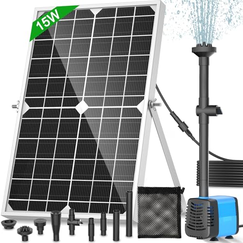 FEOXSHAL 15W Solar Teichpumpe Springbrunnen 720L/H | 4 Jet Set mit Panel | Für Teich, Wasserfall Garten | Ökologisch von FEOXSHAL