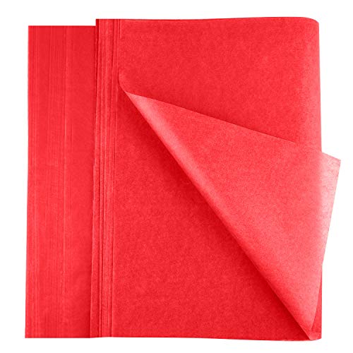 FEPITO 100 Blatt rotes Weihnachts-Seidenpapier, Geschenkverpackung, rotes Papier, Seidenpapier zum Verpacken von Weihnachtsgeschenken, Basteln (14 x 20 Inch) von FEPITO