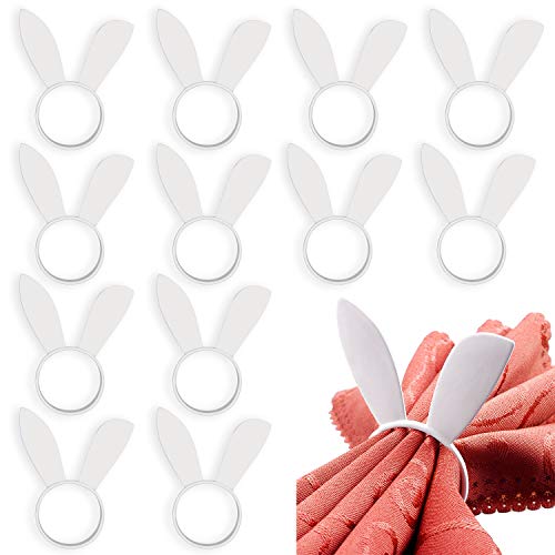 FEPITO 12Pcs Osterhasen Ohr Serviettenringe Kaninchen Servietten Ringhalter Tischdekoration für Frühling Osterfeier von FEPITO