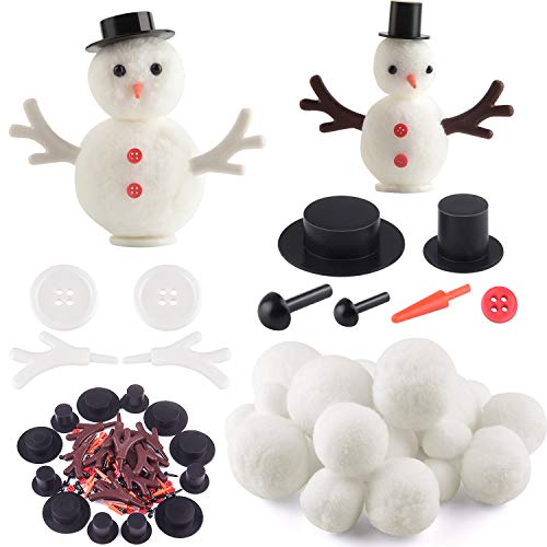 FEPITO 132pcs DIY Weihnachtsschneemann-Kits Inklusive Mini-Zylinder, Schneemann Nase, Kunststoff-Flügel für DIY Verzierung Crafts Weihnachtsdekoration Christmas Party Supplies von FEPITO