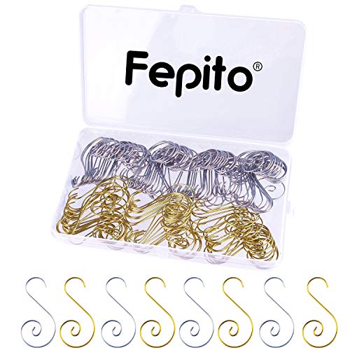 FEPITO 160 Pcs Weihnachtsschmuck Haken Silber Gold Kleiderbügel, Edelstahl Weihnachtsschmuck Kleiderbügel Perfekt für Kunsthandwerk Christbaumschmuck von FEPITO