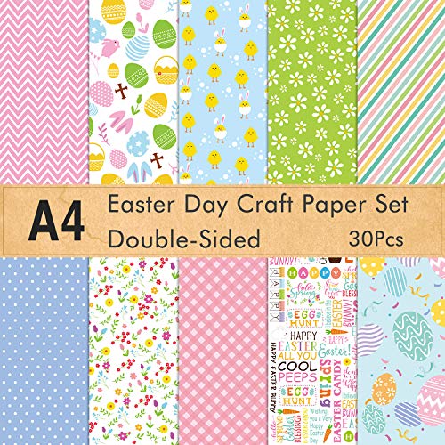 FEPITO 30 Blatt Easter Day Pattern Papier Set A4 Format Dekorpapier für die Kartenherstellung Scrapbook Dekoration, Doppelseite 10 Muster von FEPITO