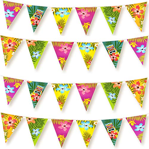 FEPITO 4 Pack Hawaiisch Ammer Banner Luau Party Tropische Party Ammer Insgesamt 12 Meter von FEPITO