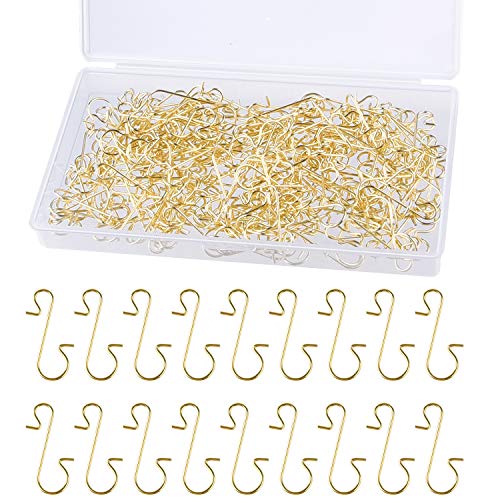 FEPITO Weihnachten Ornament Haken Kleiderbügel, Edelstahl Weihnachten Ornament Kleiderbügel Perfekt für Art Craft Christbaumschmuck (Gold-200pcs) von FEPITO