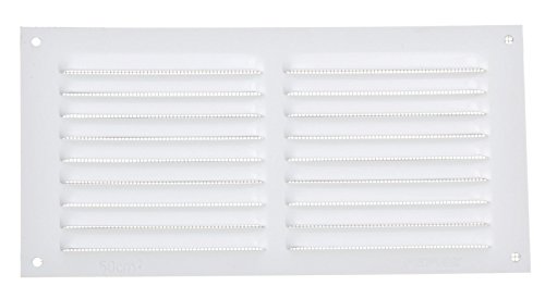 Wetterschutzgitter Aluminium eckig flach 100 x 200 mm Weiß Lüftungsgitter mit Fliegendraht von FEPRE