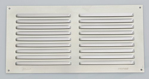 Wetterschutzgitter Aluminium eckig flach 150 x 300 mm Lüftungsgitter mit Fliegendraht von FEPRE