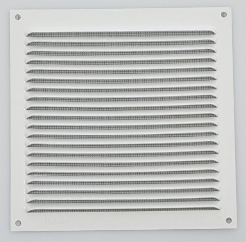 Wetterschutzgitter Aluminium eckig flach 170 x 170 mm Weiß Lüftungsgitter mit Fliegendraht von FEPRE