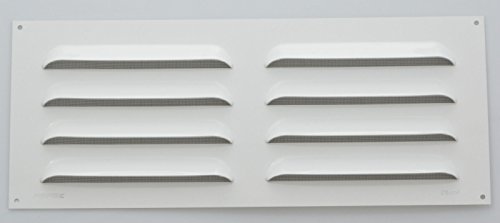 Wetterschutzgitter Lüftungsgitter Aluminium weiß 20 x 50 cm mit Fliegendraht Lamellengitter von FEPRE