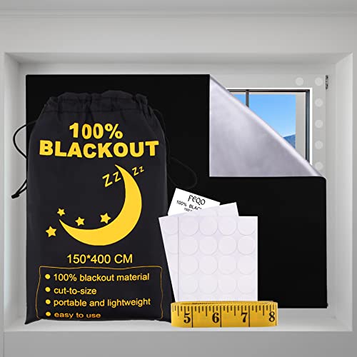 FEQO Fenster Verdunkelung Ohne Bohren Verdunklungsrollo 150x300cm Tragbares Verdunkelungsrollo Sonnenschutz Tragbare Reise Verdunkelung Dachfenster Verdunkelung für Familie Reisen Rollo von FEQO