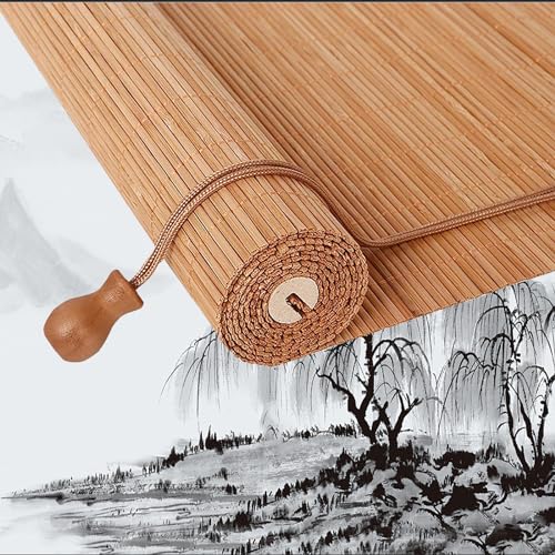 Bambus Rollo 40-170cm Breit Bambus Raffrollo Innen/außen-bambusrollo bambusrollo aussenbereich Sichtschutz Bambusrollo für Teehaus/Restaurant/Garten/Balkon,Anpassbar-C-WxH:140X100CM/55X39in von FERFXN