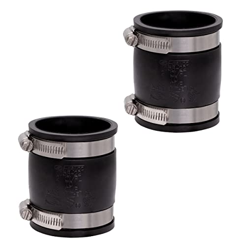 Fernco 2 Stück 1056-22 2 Zoll Flexible PVC Rohrkupplung für Gusseisen und Kunststoff Sanitärverbindungen in schwarz von FERNCO
