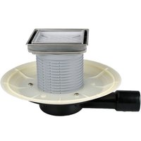 Balkon- und Terrassenablauf DN40/50 waagerecht mit frostsicherem Geruchsverschluss und kippbarem Rosthalter 132x132 von FERRARI SRL