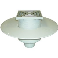 Terrassenablauf DN160 mit PVC-Manschette und Kunststoff/Edelstahl-Gitterhalter 148x148mm/137x137mm von FERRARI SRL