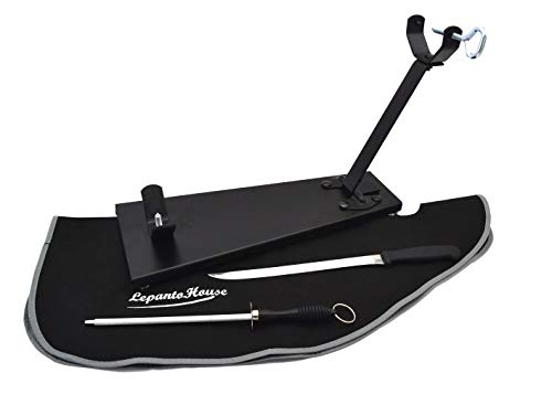 FERRETERIA LEPANTO Klappbarer Schinkenhalter Plus Schneideset bestehend aus Schinkenmesser + Wetzstahl + Schinkenabdeckung von FERRETERIA LEPANTO