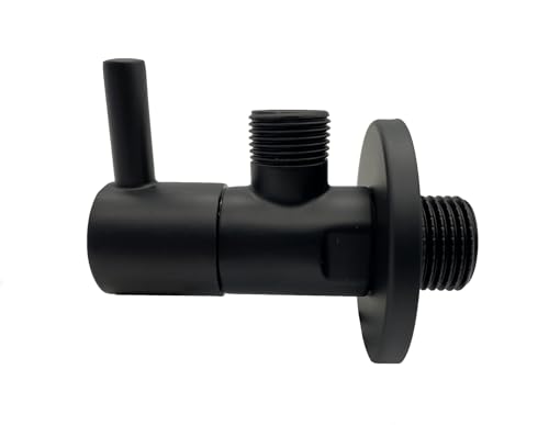 Wasserablaufhahn 1/2" - 3/8", Eckventil aus Messing, ideal für Hausbad, Schiffe, Bars oder Restaurants (schwarz) von FERRETERIA LEPANTO