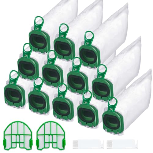 FERRGIA 12 Stück Staubbeutel Staubsaugerbeutel für Vorwerk Kobold VB100/FB100 mit 2 Motorschutzfilter Filtertüten,Ersatz Staubbeutel für Kobold VB100/FB100 Akku-Staubsauger Beutel von FERRGIA