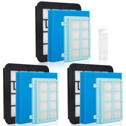 FERRGIA 3 Stück Staubsauger Filter für Philips FC8010/01 FC9334 FC9550 FC9555 FC9556 FC9332/09 FC9333,Ersatzfilterset für Philips Power Pro Compact,Active,City & Power Cyclone,Mit 1 Reinigungsbürste von FERRGIA