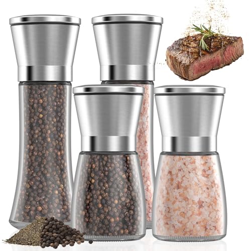 FERRGIA 4er Set Salz und Pfeffermühle,Gewürzmühle aus Hochwertigem Edelstahl,Hochwertigem Glasbehälter,Premium Einstellbarem Feinheit Keramikmahlwerk für Salz,Pfeffer & Viele Weitere Gewürze FERRGIA 4er Set Salz und Pfeffermühle,Gewürzmühle aus Hochwertigem Edelstahl,Hochwertigem Glasbehälter,Premium Einstellbarem Feinheit Keramikmahlwerk für Salz,Pfeffer & Viele Weitere Gewürze von FERRGIA
