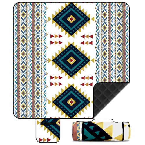 FERRGIA Picknickdecke,200x200 cm,Wasserdicht & Isoliert,Boho Sandfeste Strandmatte für 4-6 Campingdecke,Faltbar und Tragbar mit Tragegriff,Campingdecke für Outdoor,Reisen,Wandern und Picknick von FERRGIA