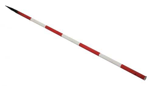 Geodesie Schaufel aus Holz Ø 28 mm Länge 160 cm, Made in Italy - mit Spitze aus geschmiedetem Metall, Korpus weiß / rot lackiert, mit Kopfzwinge von FERRI GROUP