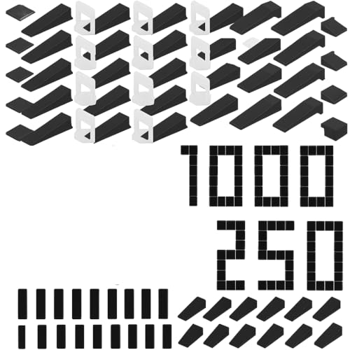 Nivellierungsset für Fliesen, 1250 Stück, hergestellt in Italien, 250 Keile und 1000 Abstandshalter 3 mm, selbstnivellierendes System für Boden- und Wandfliesen von FERRI GROUP