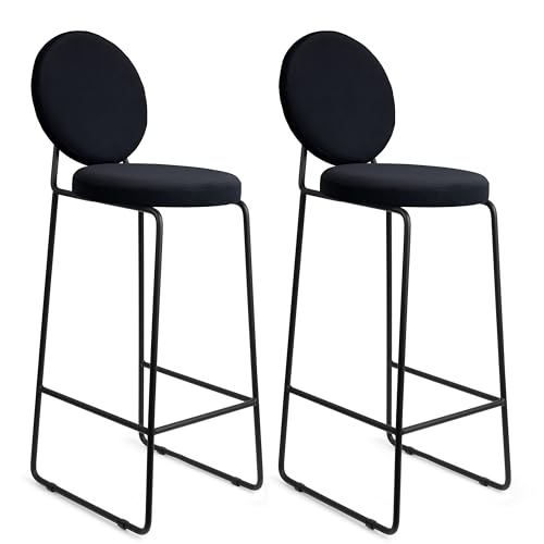 FERRO modern design Barhocker 2er Set Schwarz mit Lehne 101 cm - Metall Barstuhl mit Gepolstertem Sitz und Lehne - Loft Style von FERRO modern design