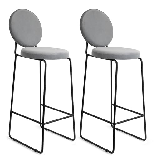 FERRO modern design Barhocker 2er Set Schwarz mit Lehne 101 cm - Metall Barstuhl mit Gepolstertem Sitz und Lehne - Loft Style von FERRO modern design