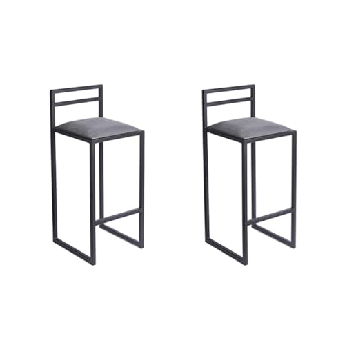 FERRO modern design Barhocker 2er Set Schwarz mit Lehne 84 cm - Metall Barstuhl mit Gepolstertem Sitz - Loft Style von FERRO modern design