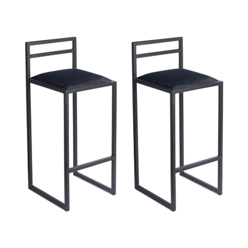 FERRO modern design Barhocker 2er Set Schwarz mit Lehne 95 cm - Metall Barstuhl mit Gepolstertem Sitz - Loft Style von FERRO modern design