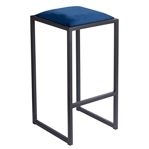 FERRO modern design Barhocker Schwarz ohne Lehne 64 cm - Metall Barstuhl mit Gepolstertem Sitz - Loft Style von FERRO modern design