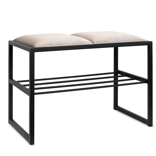 FERRO modern design Handgefertigt Schuhbank mit Sitzfläche 64x34x43cm - Loft Stil Bequeme Sitzbank Flur - Eine stilvolle Polsterbank für Ihren Flur von FERRO modern design
