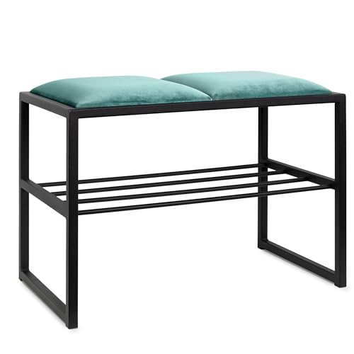 FERRO modern design Handgefertigt Schuhbank mit Sitzfläche 64x34x43cm - Loft Stil Bequeme Sitzbank Flur - Eine stilvolle Polsterbank für Ihren Flur von FERRO modern design